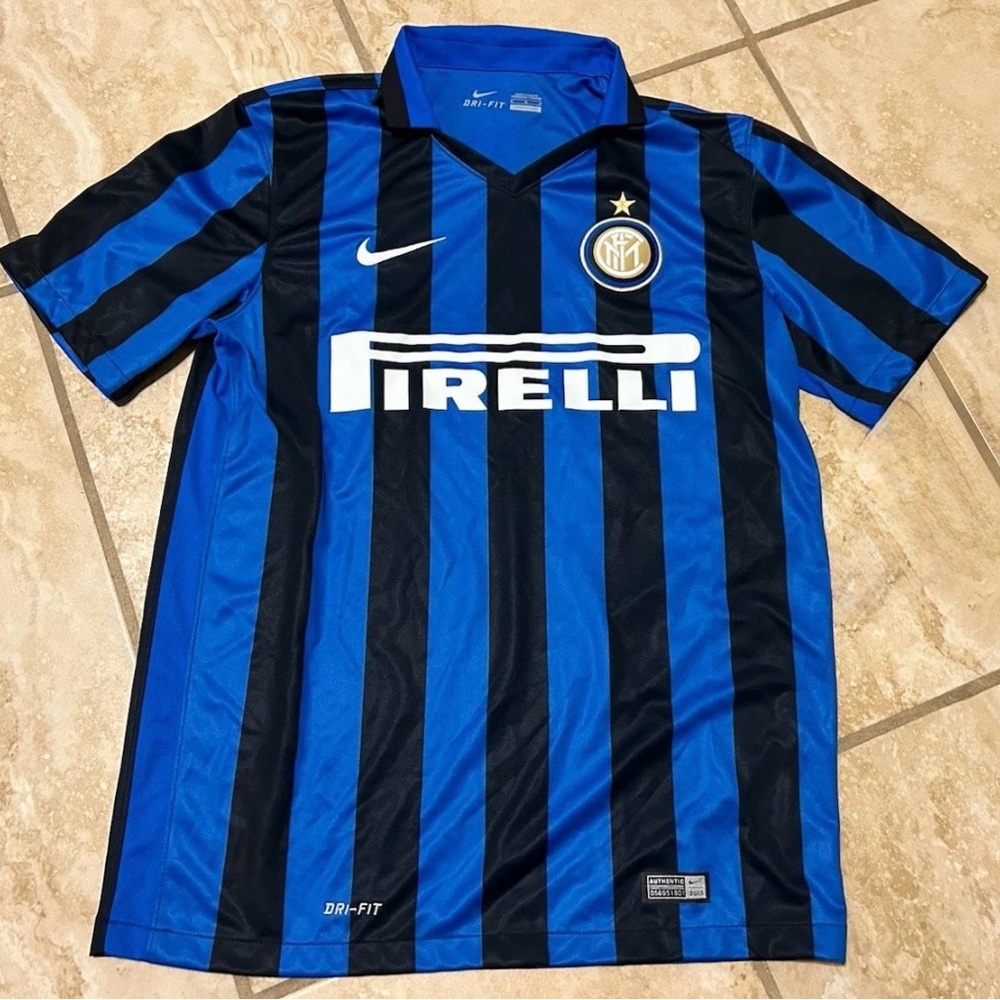 INTER MILAN HOME FOOTBALL SHIRT MENS Medium NIKE SOCCER JERSEY Blue Black Logo